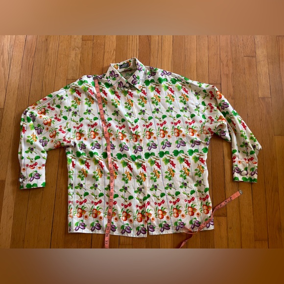 90s Vintage Gianni Versace Fruit Print Silk Blouse - Picture 9 of 13